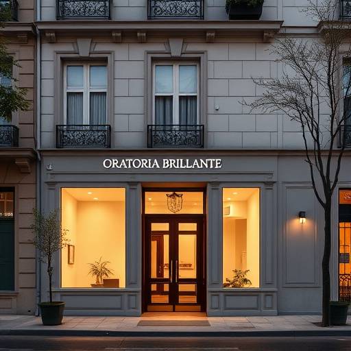 Fachada de la oficina de Oratoria Brillante en la Calle de la Princesa, Madrid